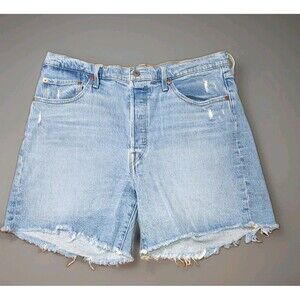 Levi's 501 Women's Light Wash Blue Denim Cut-Off Shorts Button 5-Pocket 33